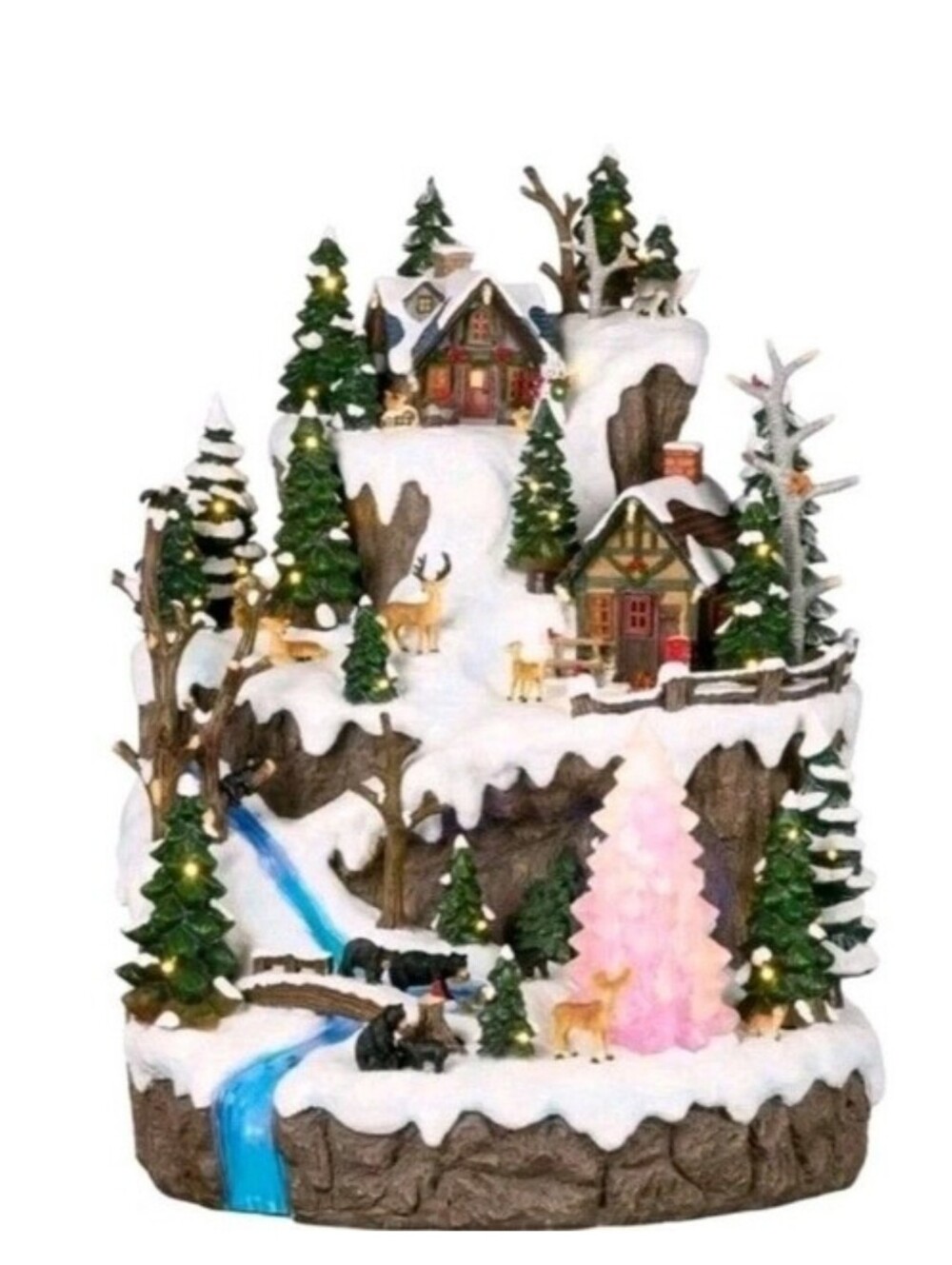 18.5" Snowy Woodland Christmas Village with 88 Lights, Music and Rotating Tree - Picture 4 of 5